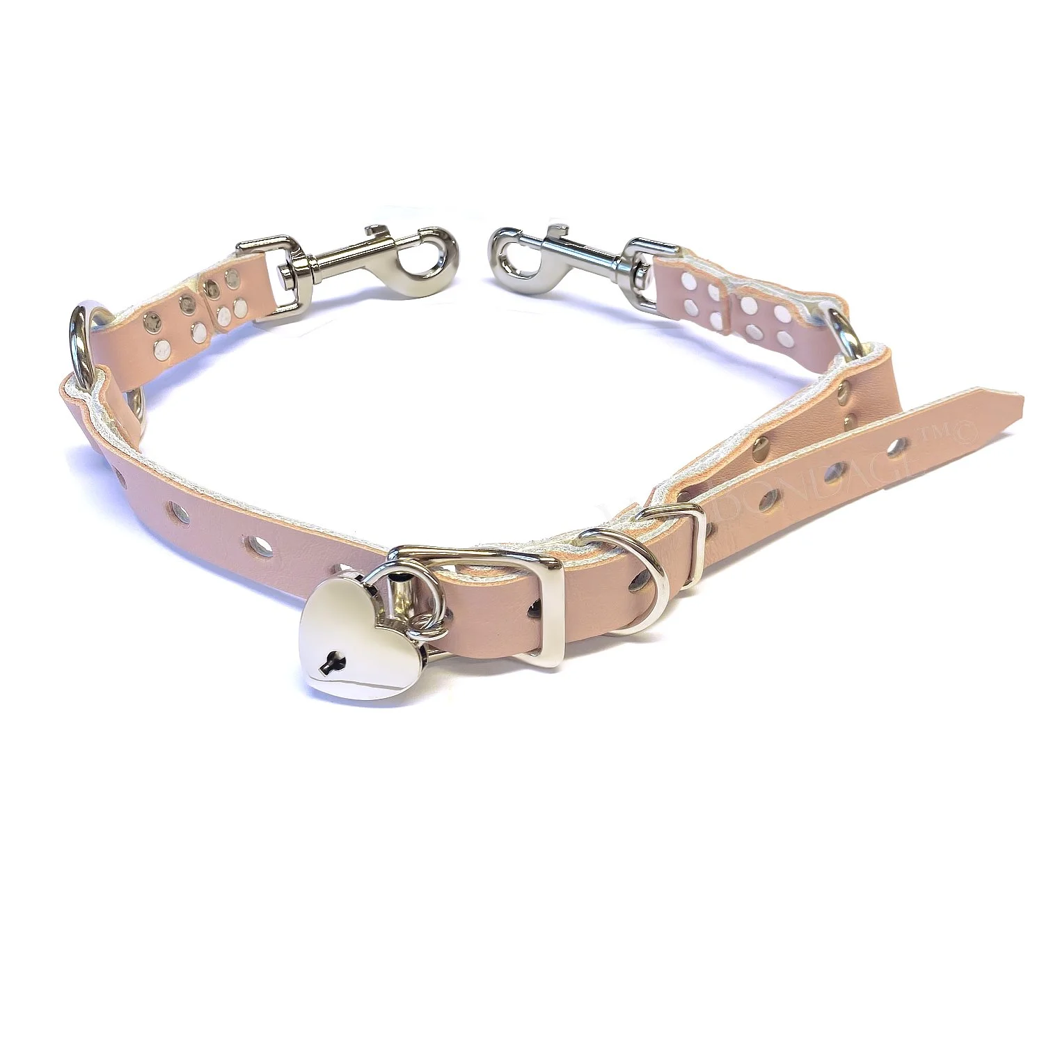 Lockable Pink Leather Bondage Strap in Pink Leather