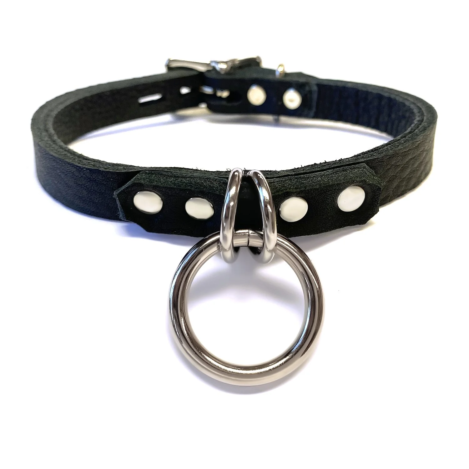 .5 Bison Leather Day Collar with 2 d-rings and O-ring.jpg