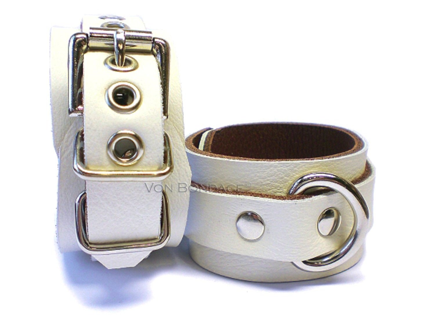 Ivory White Leather BDSM Restraints