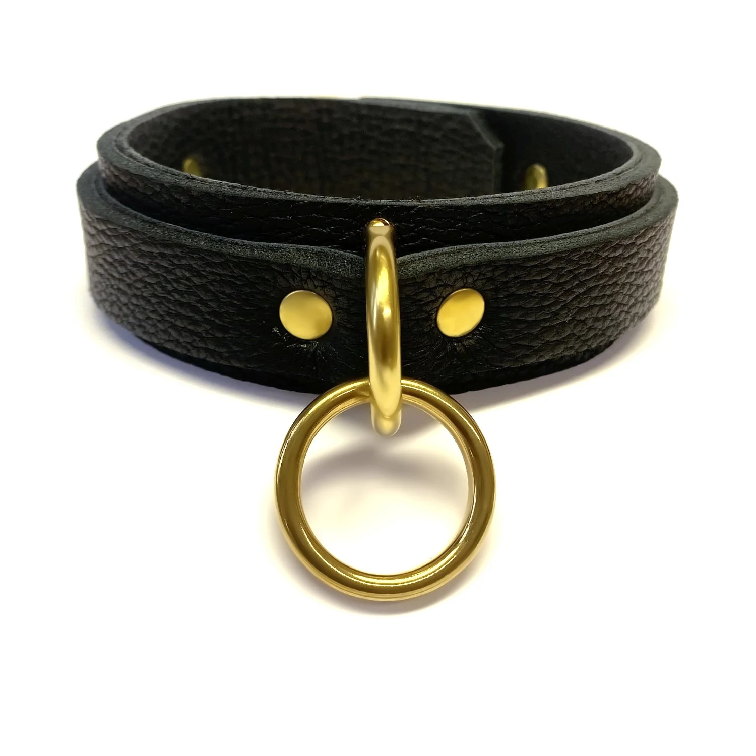 Bullhide Bison Leather Bondage Collar with Brass O-ring
