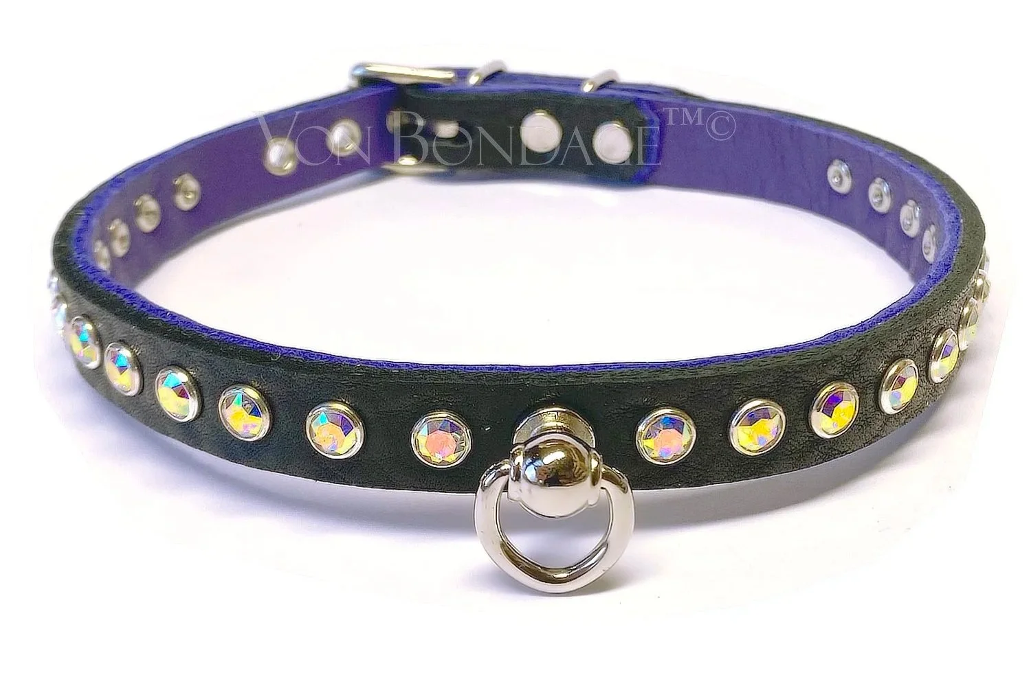 Soft Black & Purple Day Collar with AB Crystals