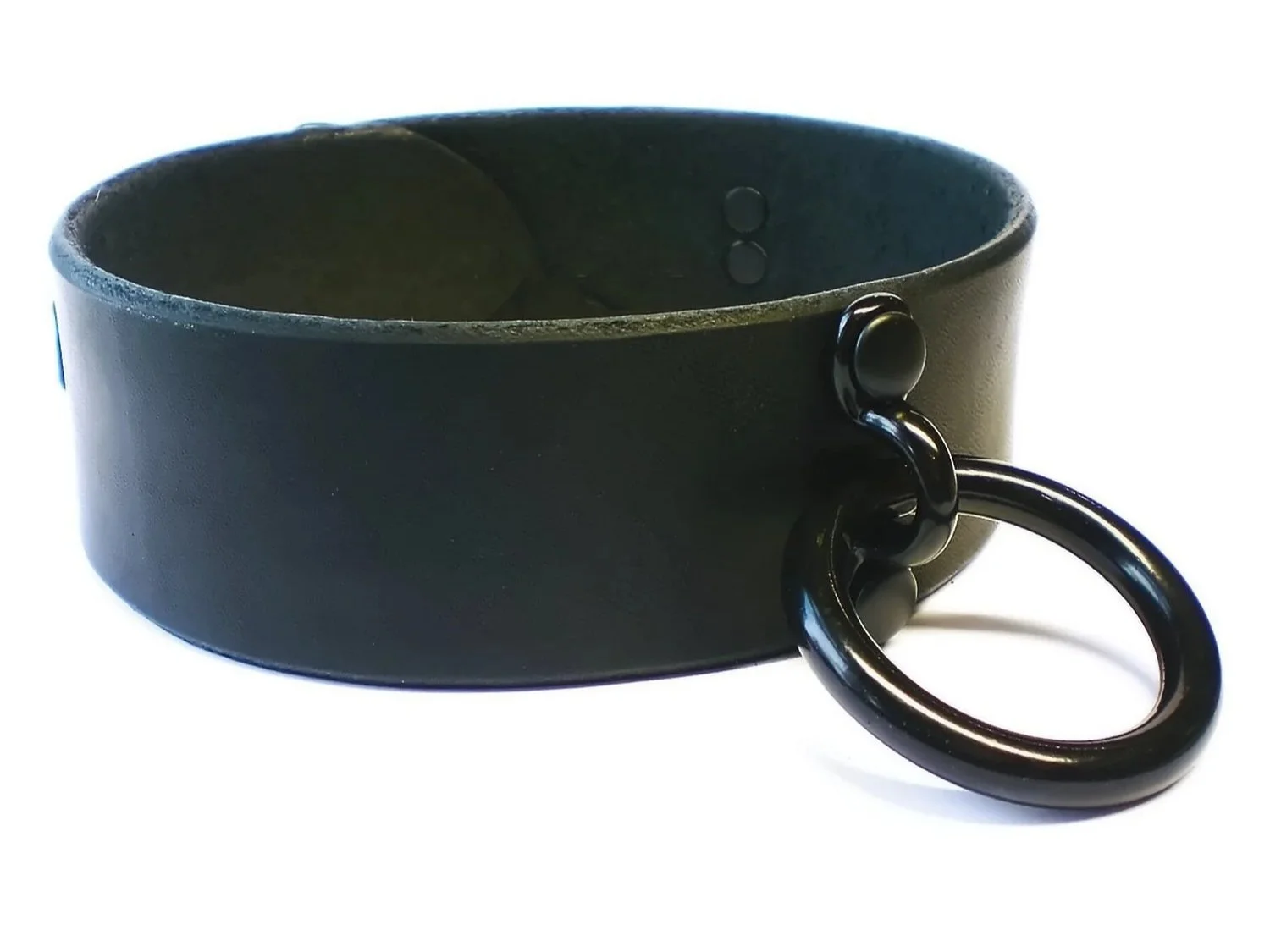 Black Leather BDSM slave collar with Black Ring