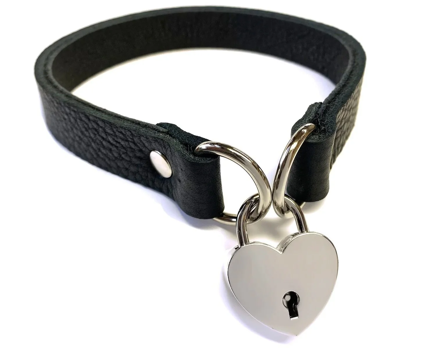 Bullhide Bison Leather Choker with Large Heart Padlock