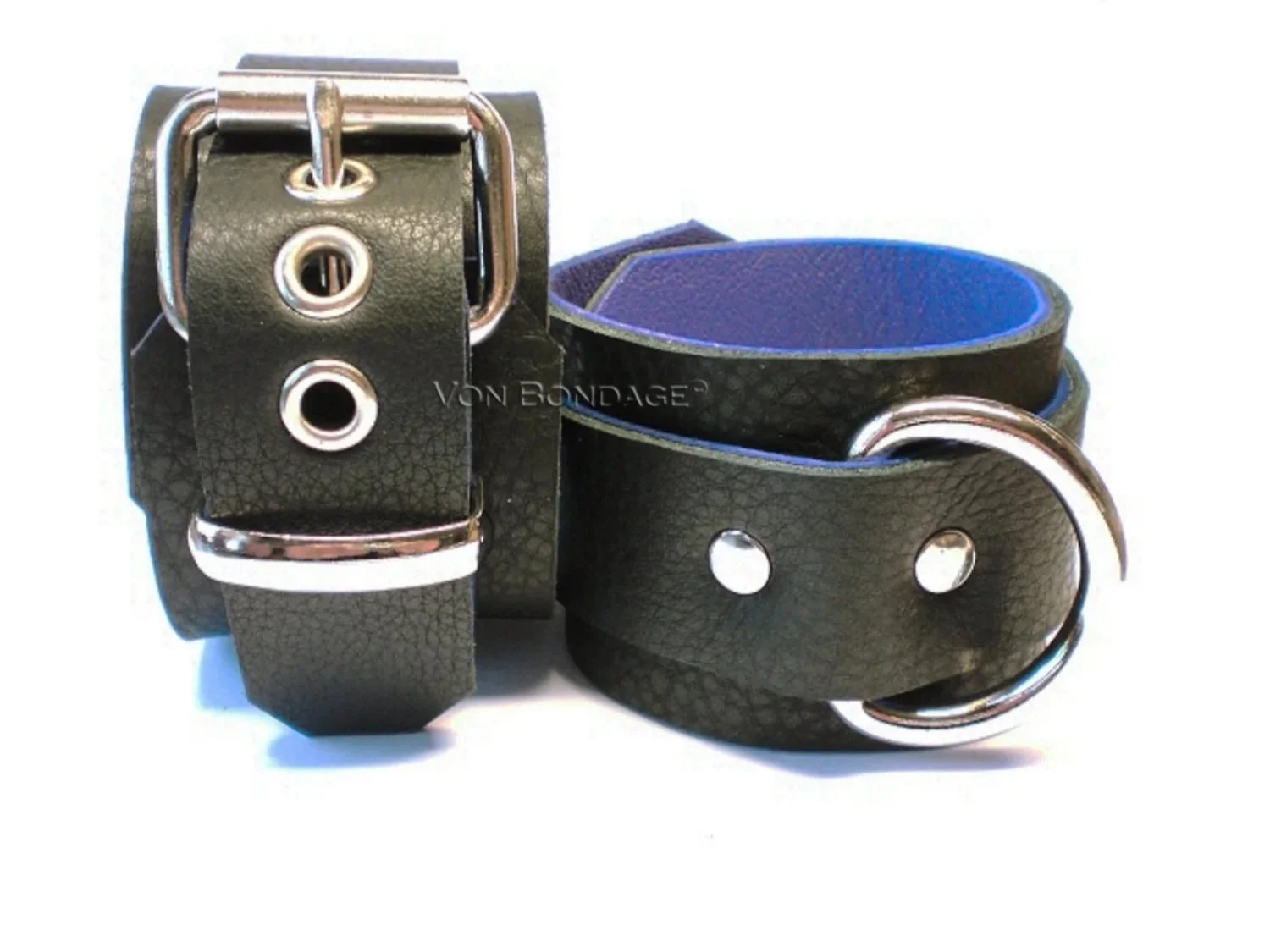 Pair of Bondage Restraints lined in soft blue leather