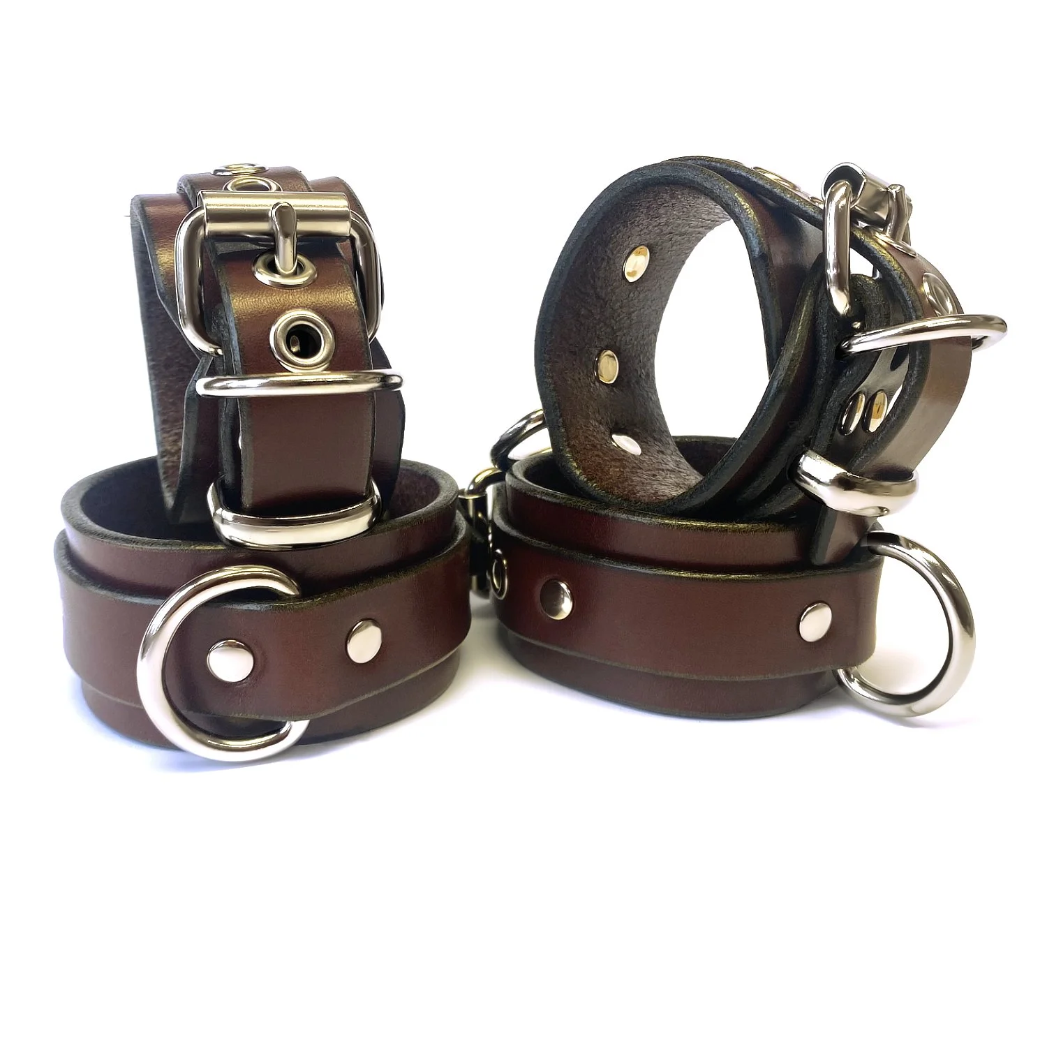 Brown Bridle Leather wrist and ankle cuffs