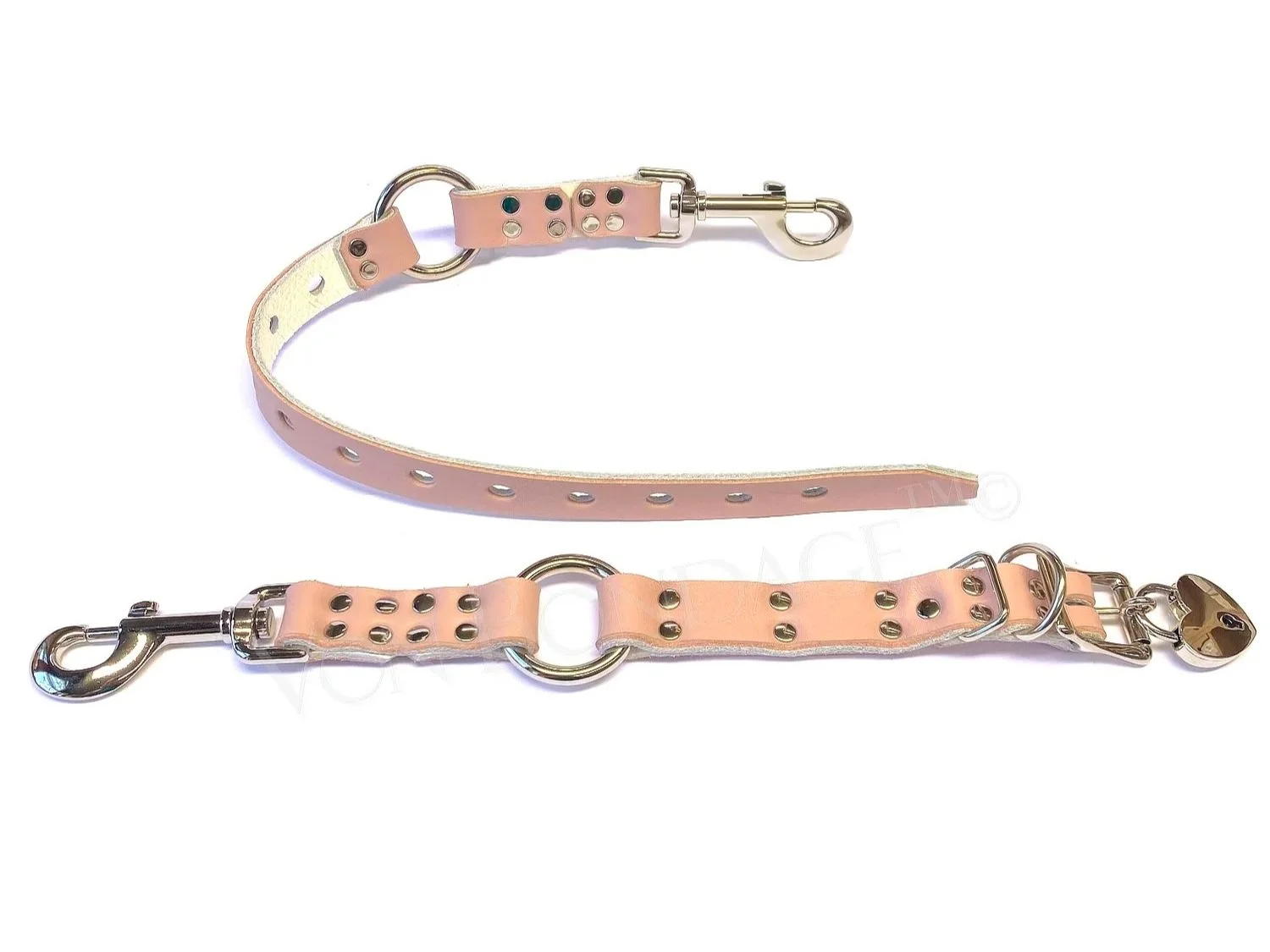 Pink & White leather Adjustable Bondage Strap