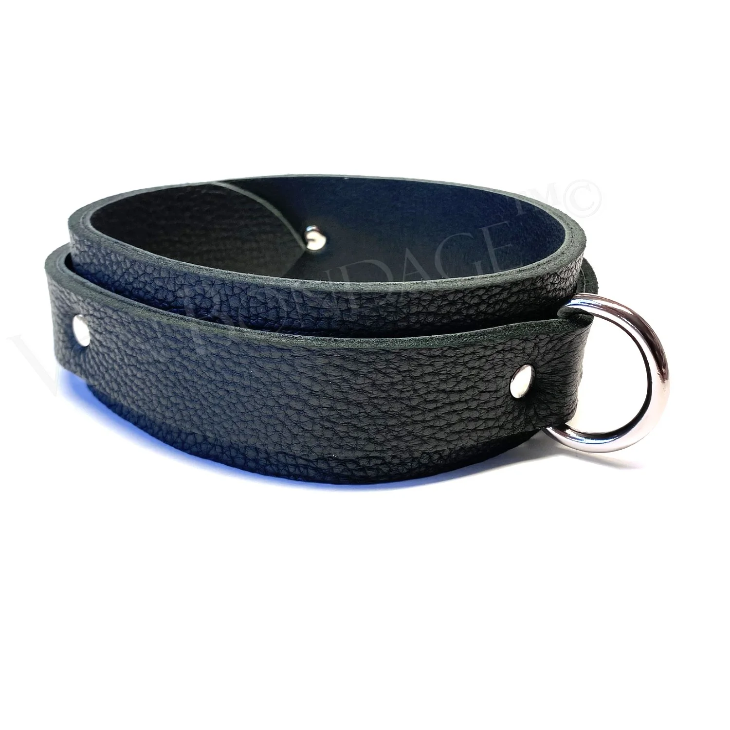 1.75 Bullhide Bison Leather BDSM Collar with Medium Dee ring