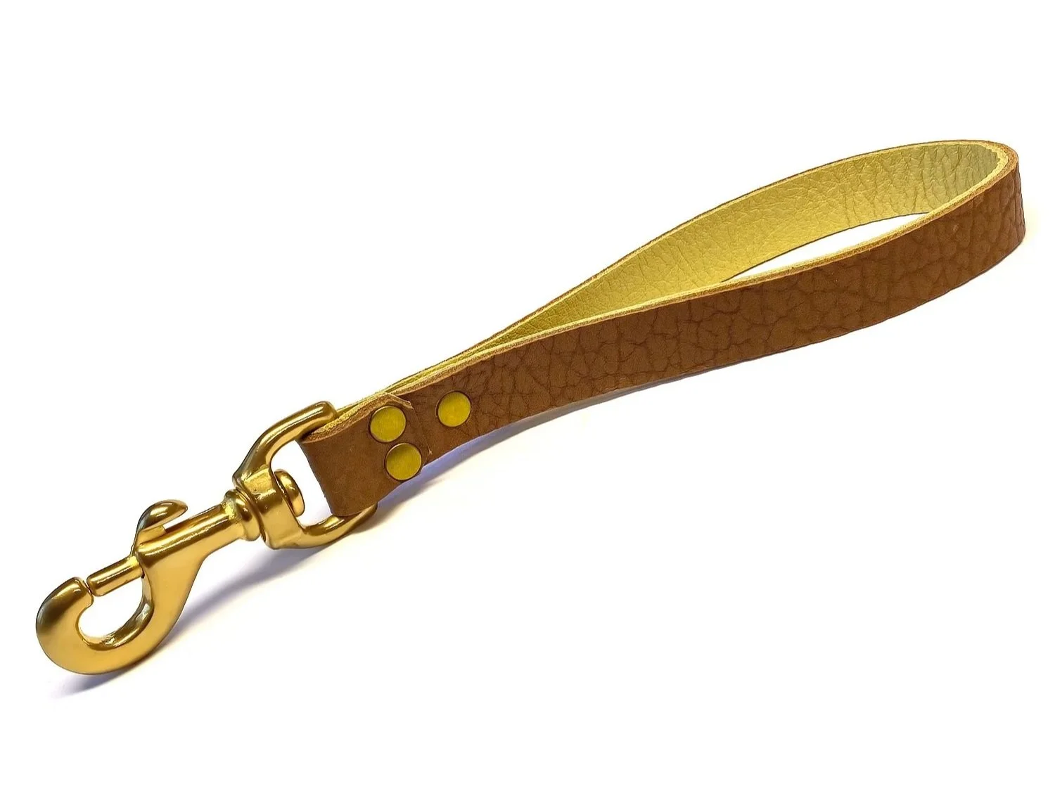 Brown Bullhide Leather Strict Control Leash with Brass Bolt Snap