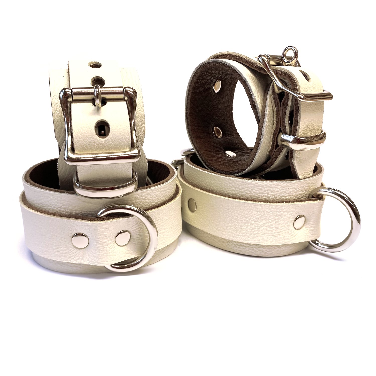 1.75 Ivory Leather Wrist & Ankle BDSM Restraints Set.jpg