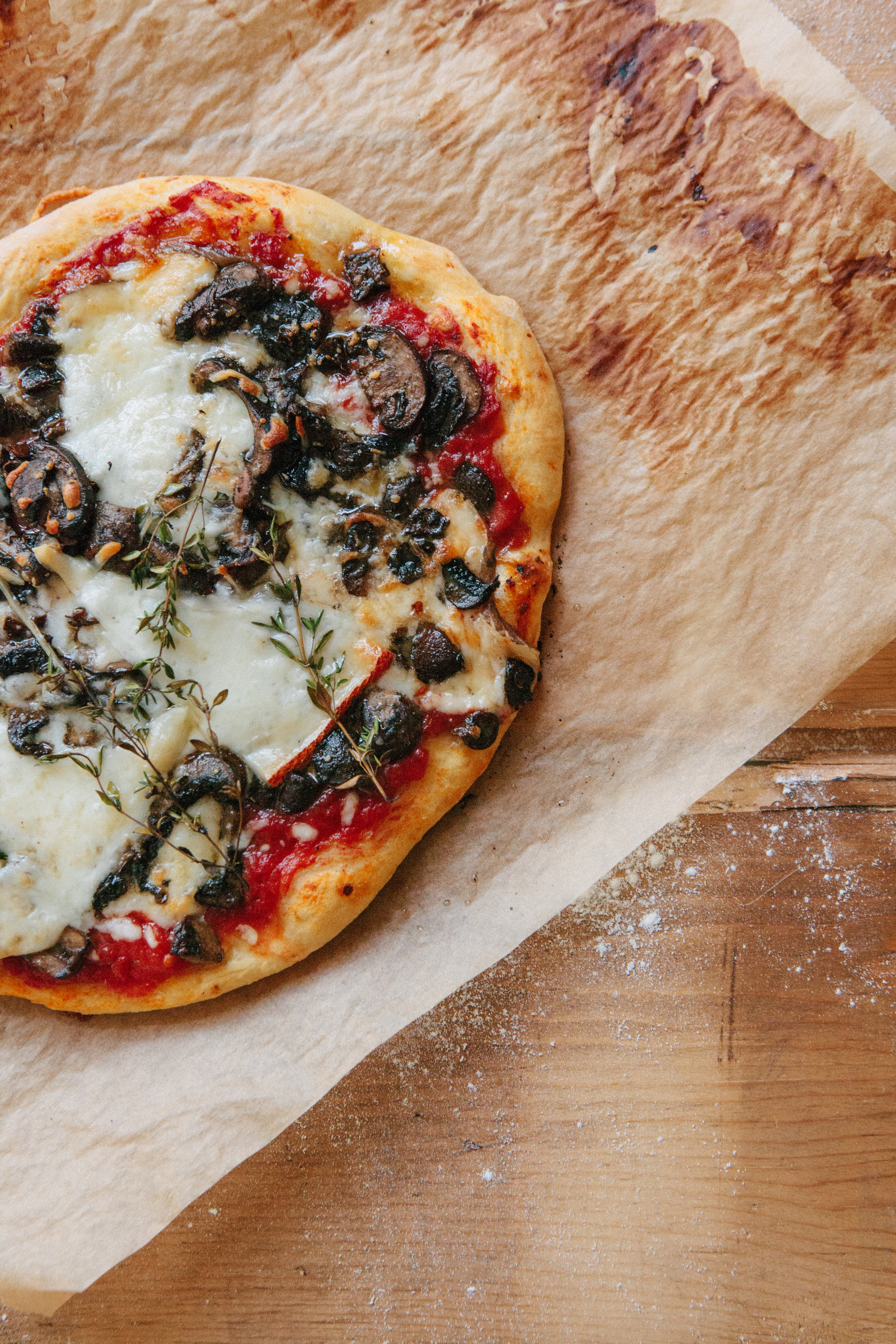 Caramelized Mushrooms, Thyme, Manchego