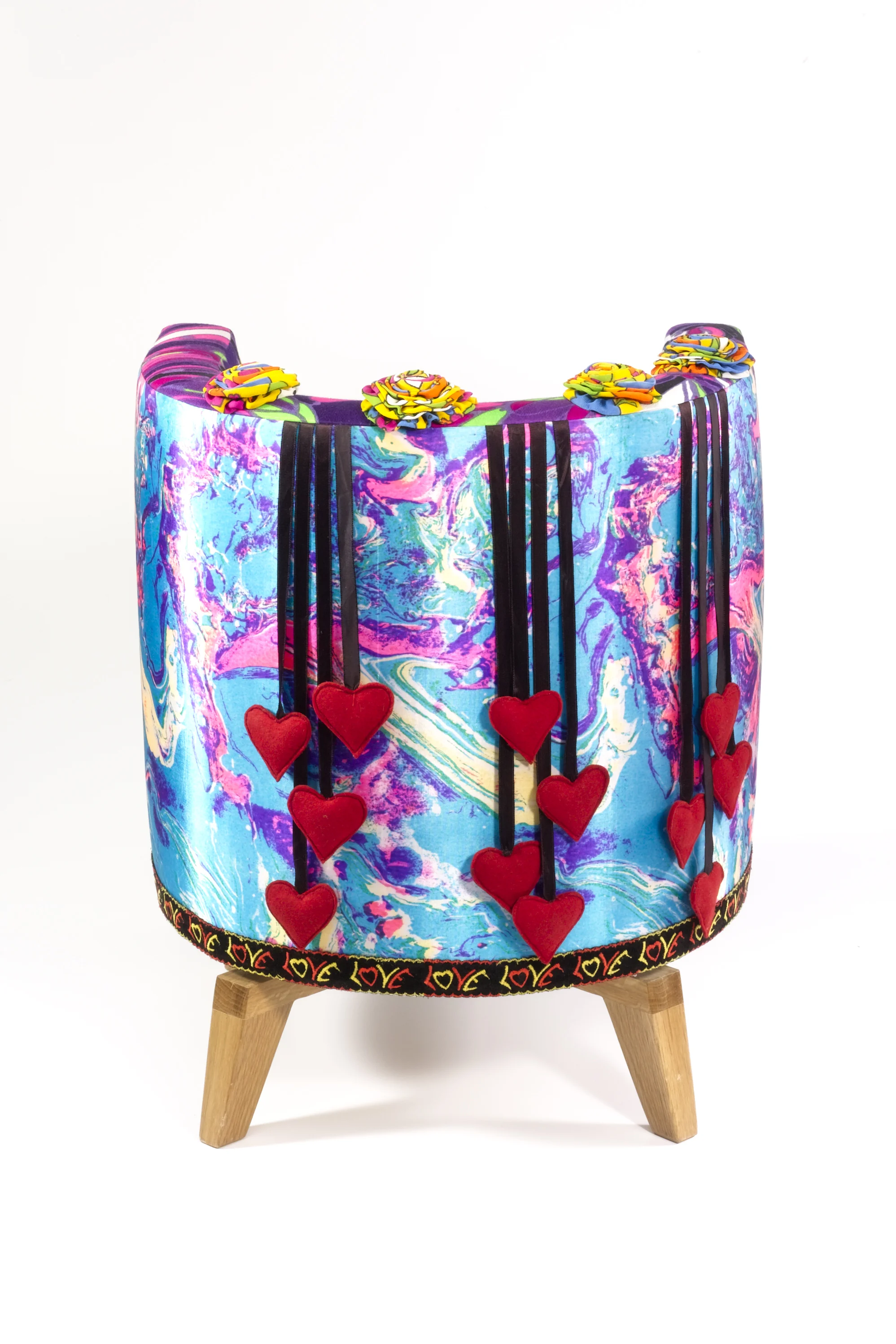  Pick My Flowers and Cut The Love, 2005   Wood, vintage fabrics, fabric trim    55.88 cm × 45.72 cm × 53.34 cm ( 22 in × 18 in × 21 in)    Additional Views &nbsp;/&nbsp; Accompanying Text  