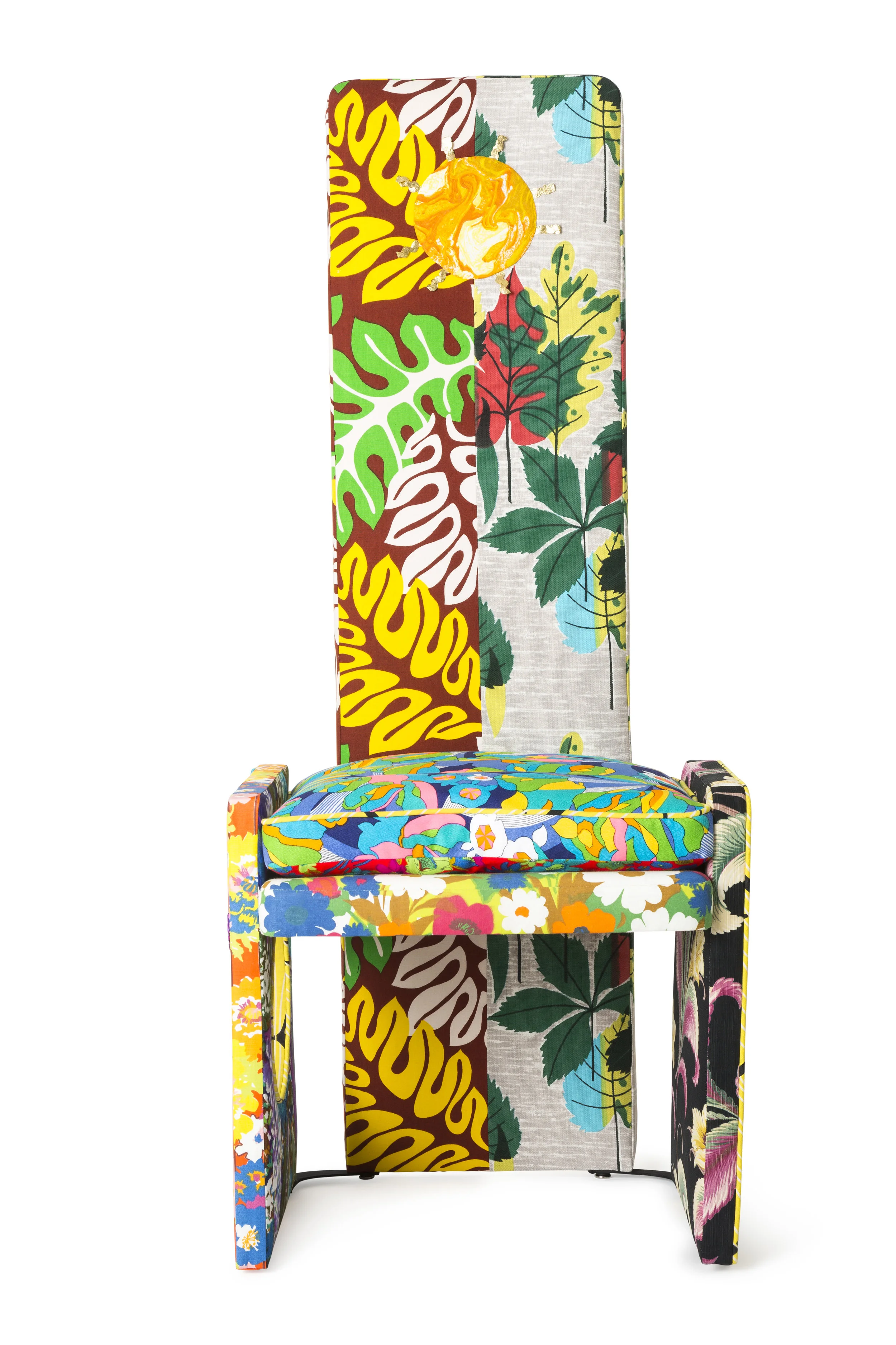Chair For Hope #2 Wood, vintage fabrics, vintage trims 66 cm x 157.5 cm x 63.5 cm (26 in x 5 ft x 25 in) Additional Views
