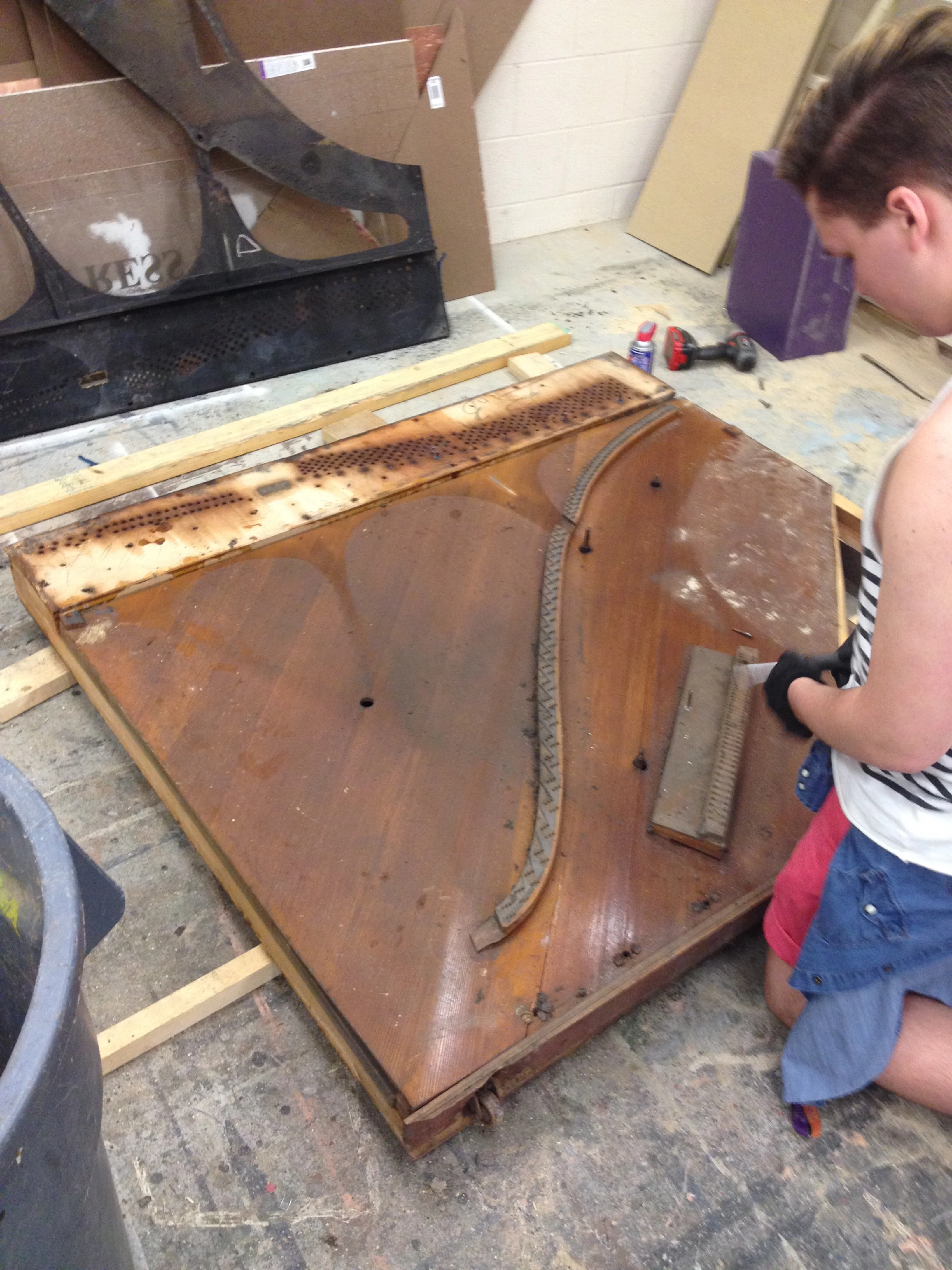  Richard and I working on the sound board which was behind the sound harp. The sound harp was cast iron and can be seen in the upper left corner of the picture 