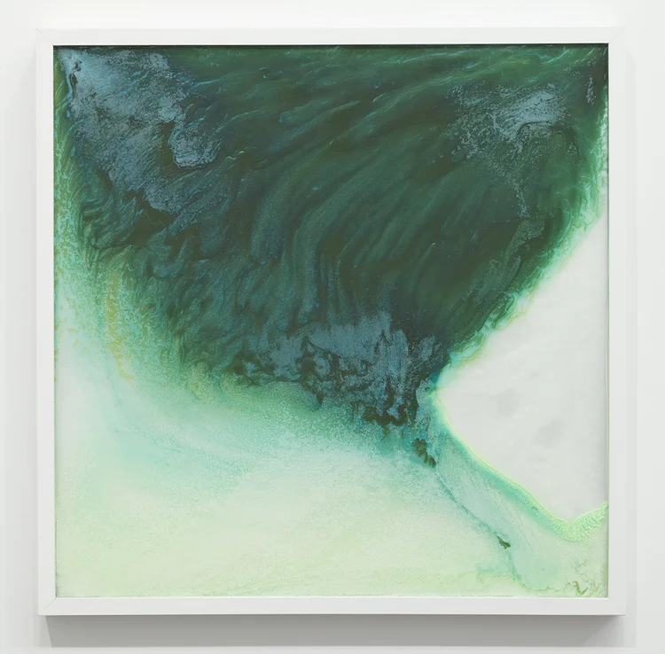 Alex Da Corte Wax and Wane 2013 Shampoo on framed mirror 27 1/2 x 27 1/2 x 2 inches