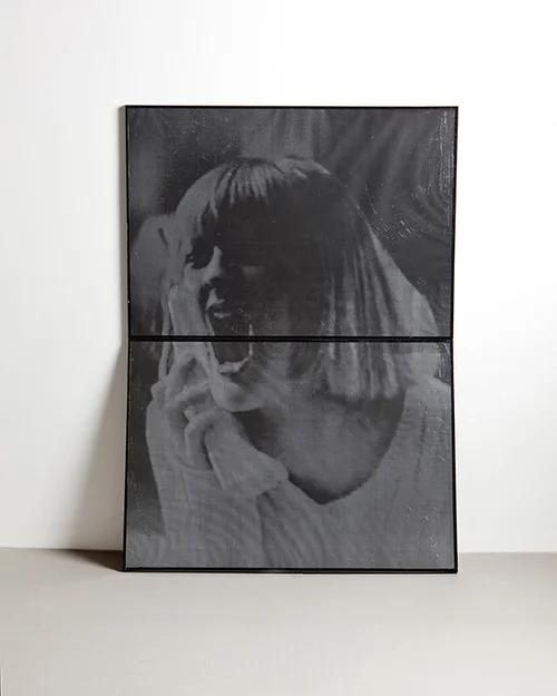 Double Courtney (Good Women + Negative Creep) 2011 Picture frames, enamel, xerox, vaseline 40 x 60 inches