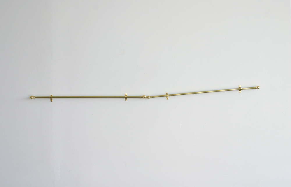   Stranded Without Curtains  2012 Curtain rods, hair 60 x 12 inches 