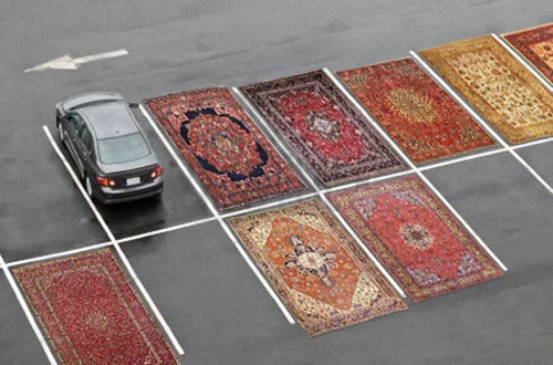 Occupy Parking Lots (with Persian Rugs) 2012 Installation View (Dimensions Variable)