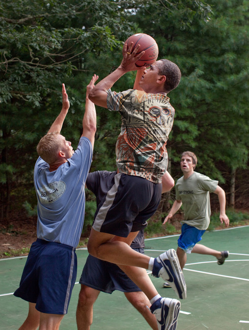   Obama Playing Basketball in Basquiat Shirt  2012 