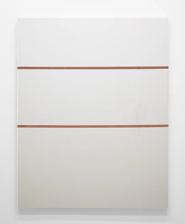 Who's Schmeling 2013 Gesso, dirt and industrial rubber bands on canvas 48 x 60 inches