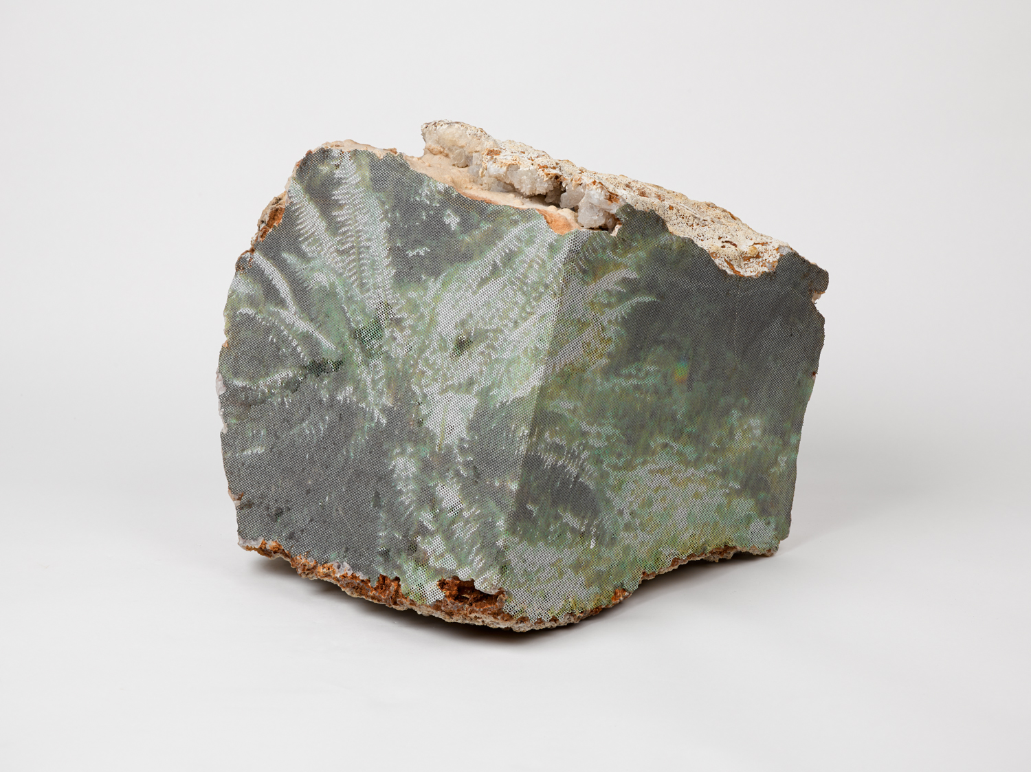 Plant Rock 2014 Geode and vinyl sticker 12.5 x 13 x 13 inches 
