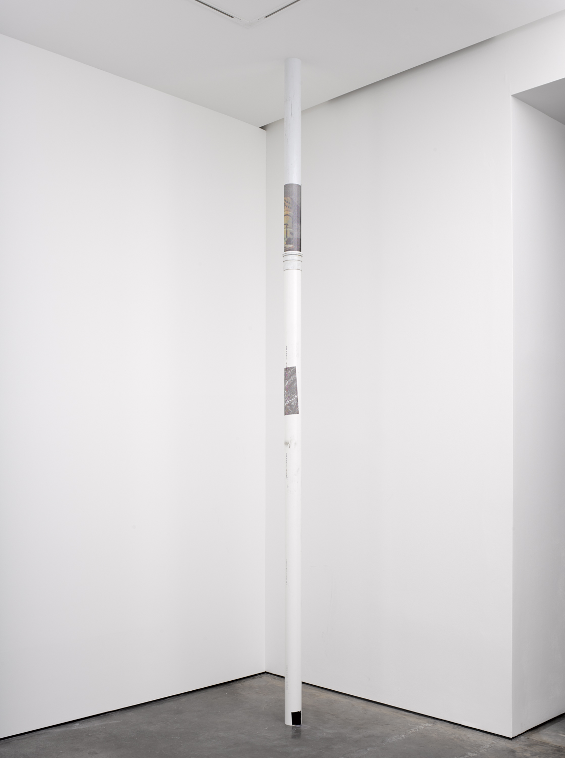 PVC personal visualisation criteria 2014 PVC pipe, ink jet on perforated vinyl and enamel 169 x 4 x 4 inches 