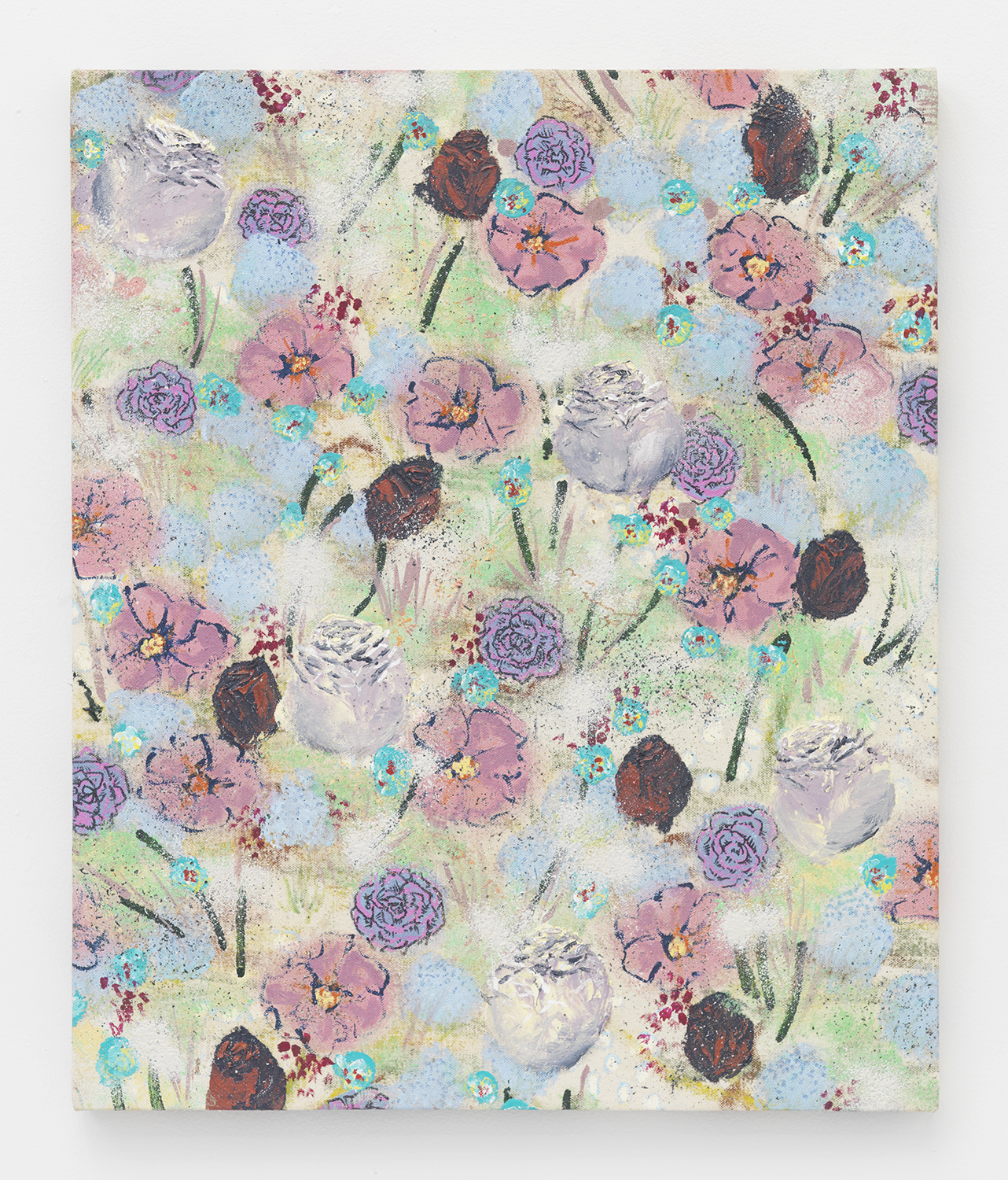 MacGregor Harp Have A Nice Trip See You Next Fall (flowers) , 2014 Oil acrylic and spray paint on canvas 24 x 20 inches