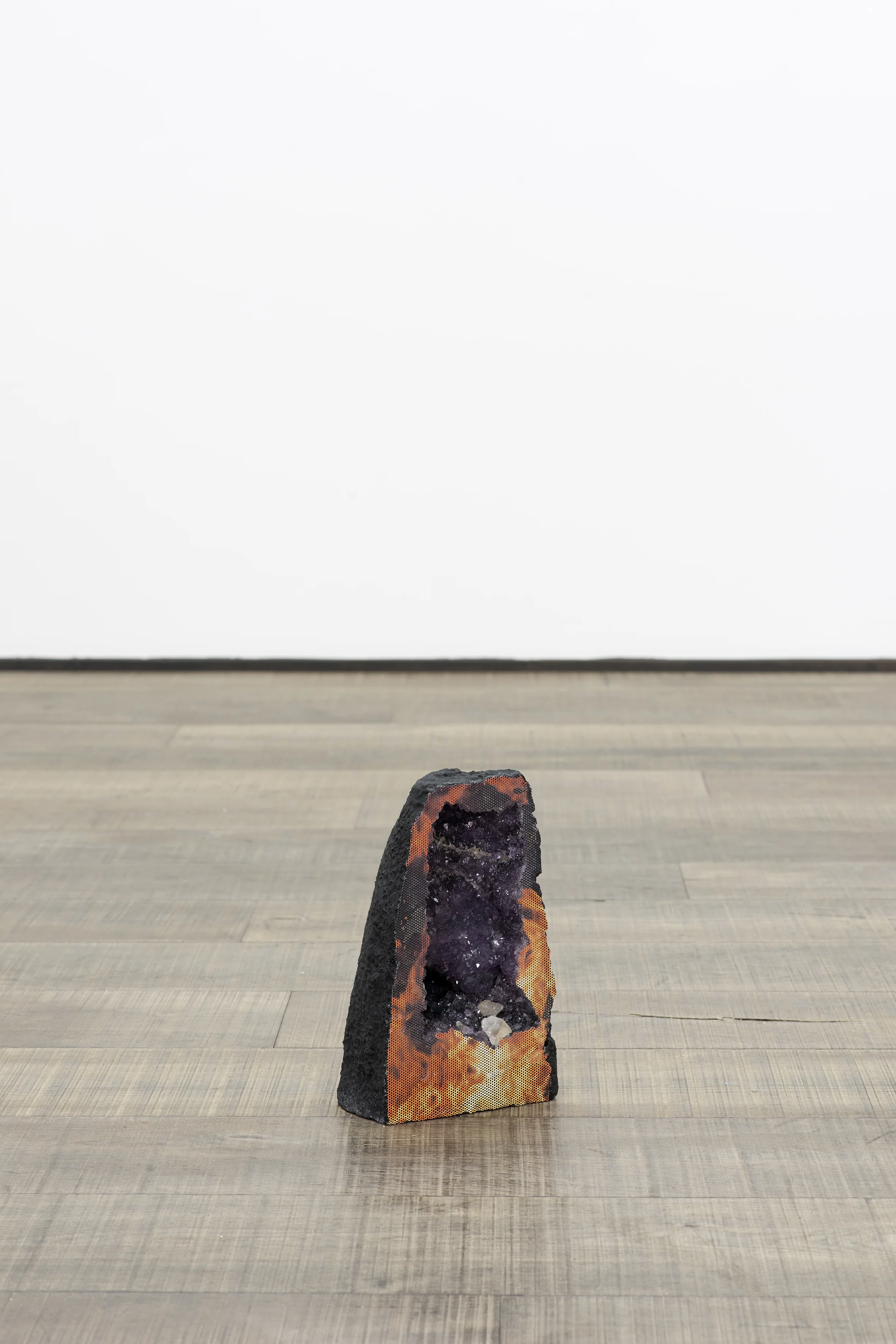 Next Level Kingsford 2014 Inkjet on perforated vinyl adhered to geode, matter medium 10.5 x 6.5 x 5.5 inches