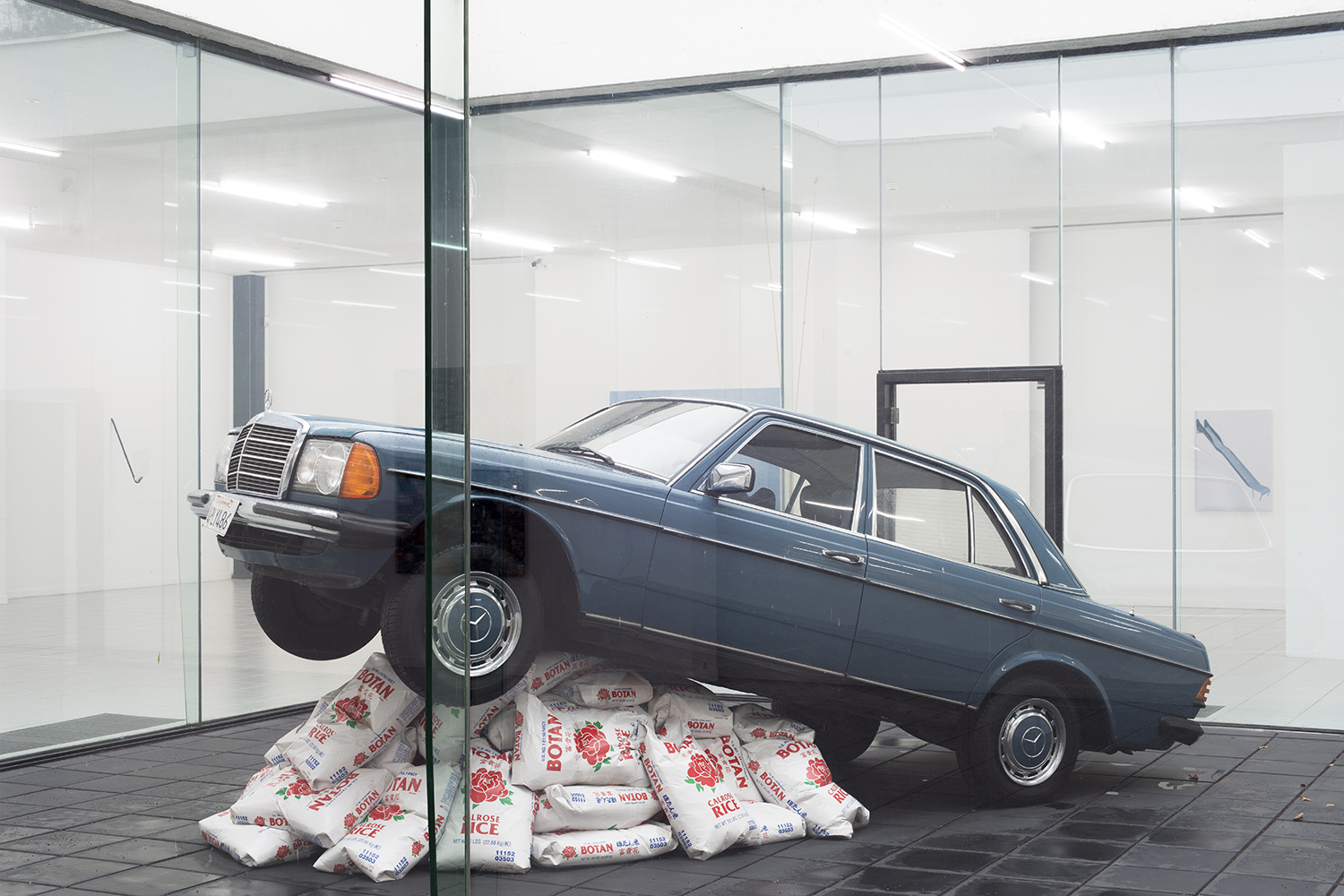 Nick Darmstaedter Rice Rocket (blue) , 2014 Car on rice 197 x 165 x 71 inches