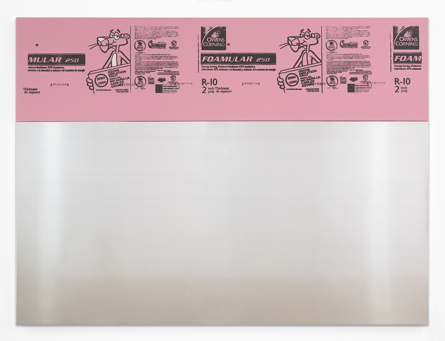 Nick Darmstaedter Dumb Blond (Pink Panther Blond), 2013 Oil, acrylic and silkscreen on canvas and aluminum 72 x 96 inches