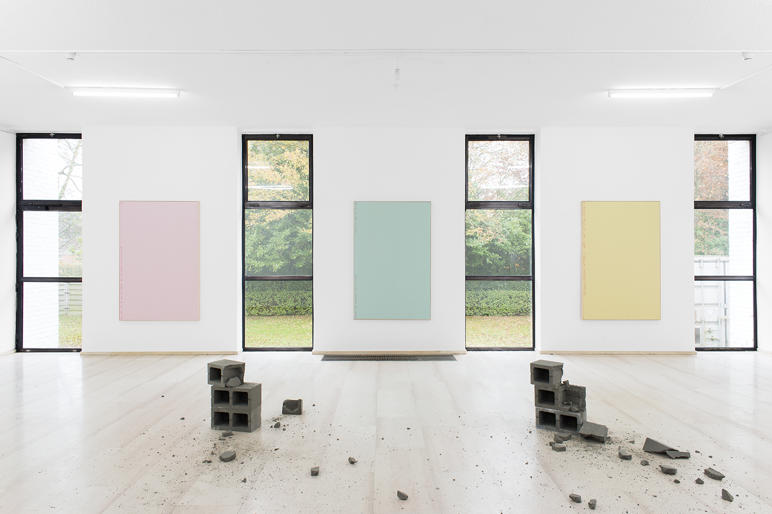 Isaac Brest Piero Bisello #1/Piero Bisello #2/Piero Bisello #3 , 2014 Various brand of drywall in artist frame 72 x 48 inches each