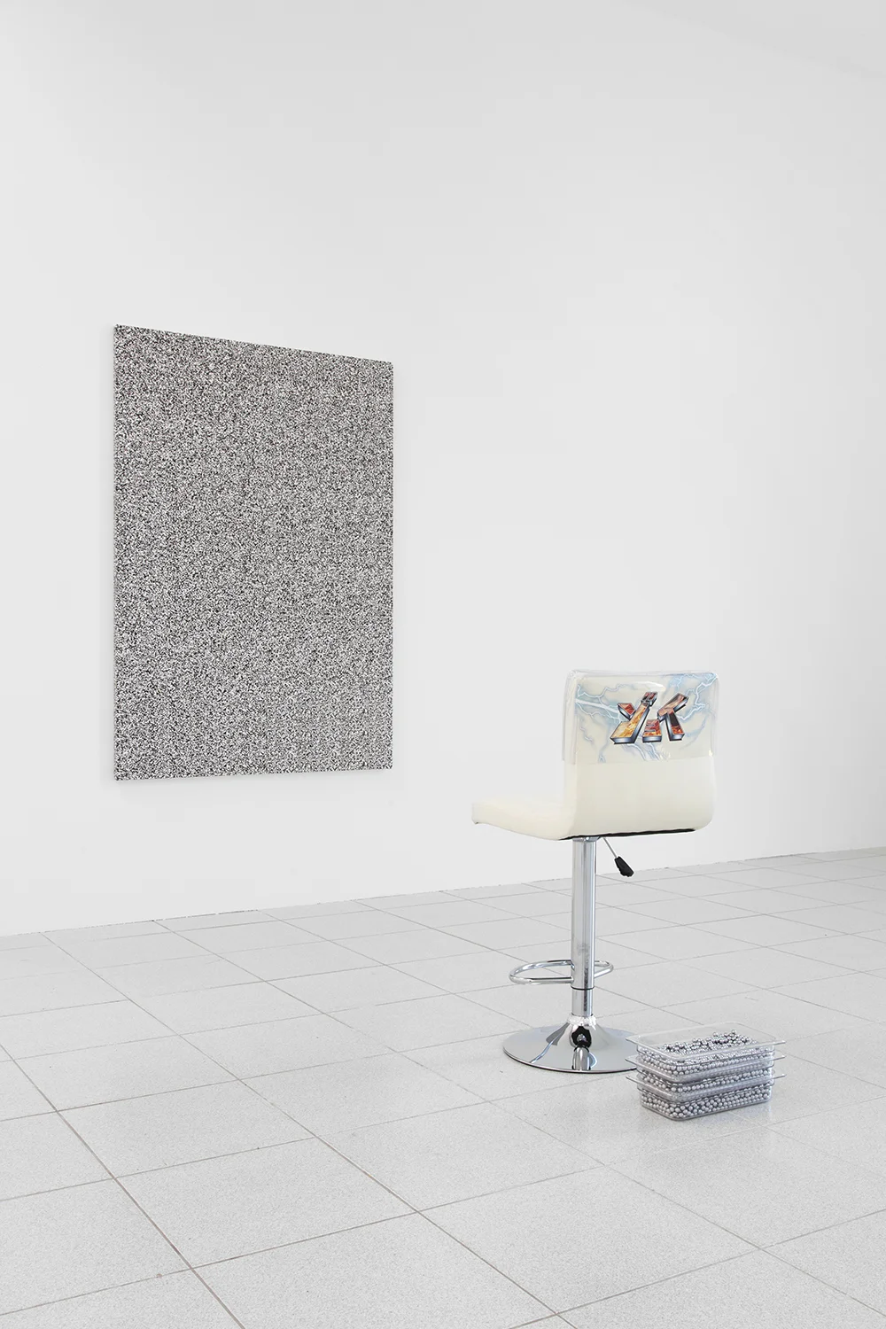 Alex Ito Over and Over and Over and Over (Yes!) , 2015 Chair, pachinko balls, plastic and fabric 36 x 19 x 17 inches