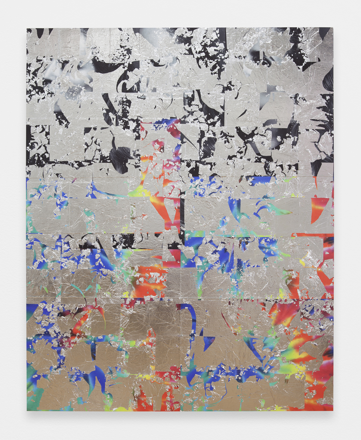 Brendan Lynch Hippie Harley , 2014 Posters, paint and aluminium leaf on wood panel 60 x 48 inches