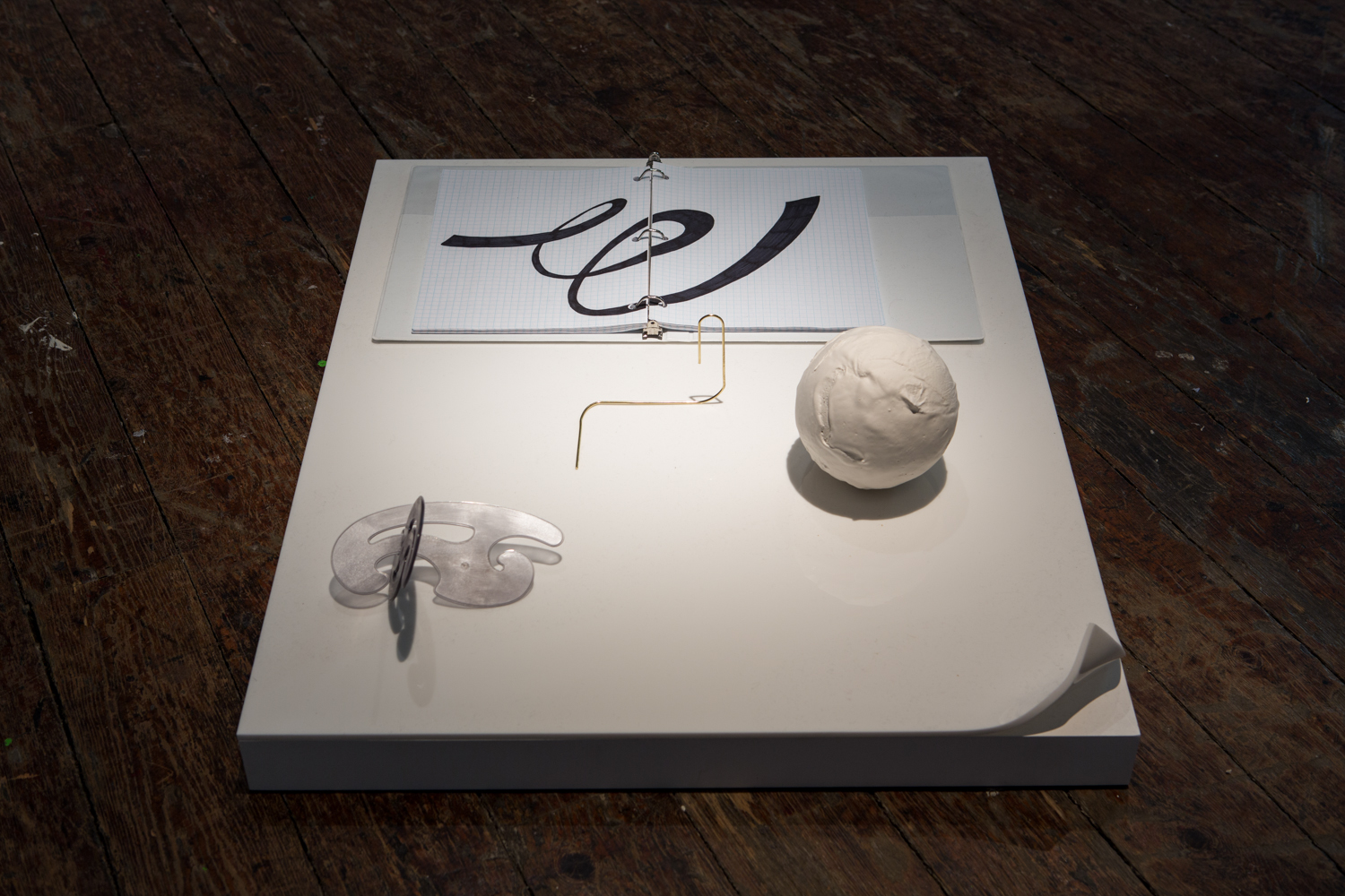 Alex Ito Storm King , 2013 Binder, ink on paper, plaster, foam, paper clip, plexiglass and wood 9 x 24 x 30 inches
