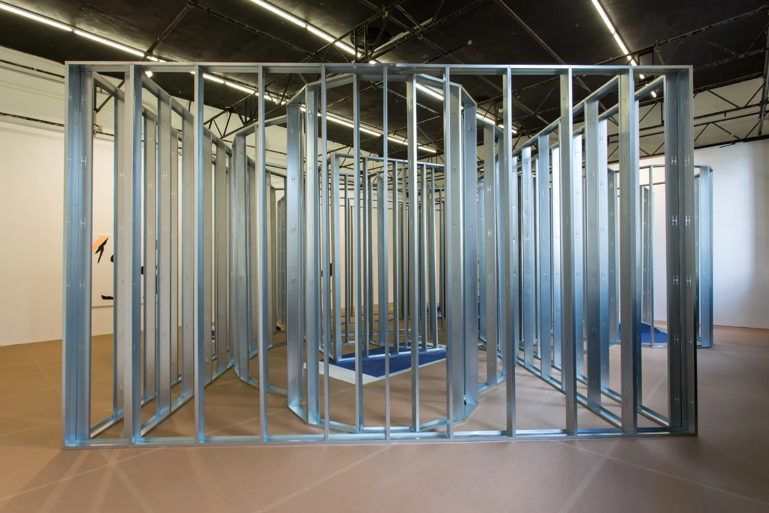 Joe Graham-Felsen Church, Mosque, Synagogue , 2015 Galvanised steel studs, tracks and hardware Dimensions variable