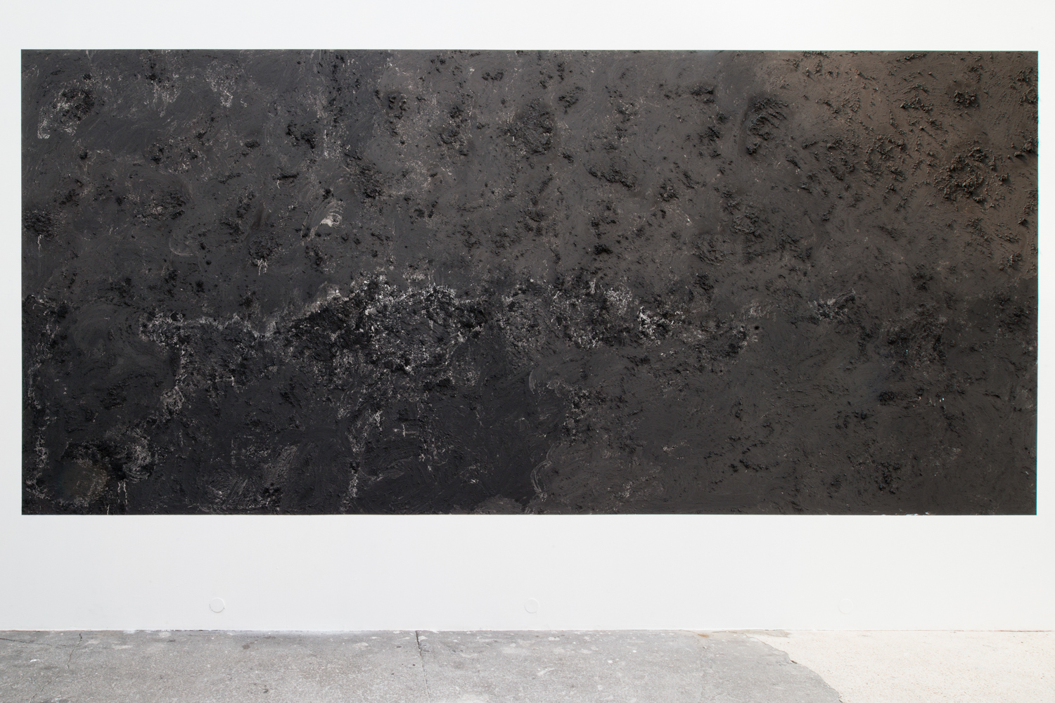 It Took Time to See , 2013 Cigarette ash applied to wall 236 x 110 inches