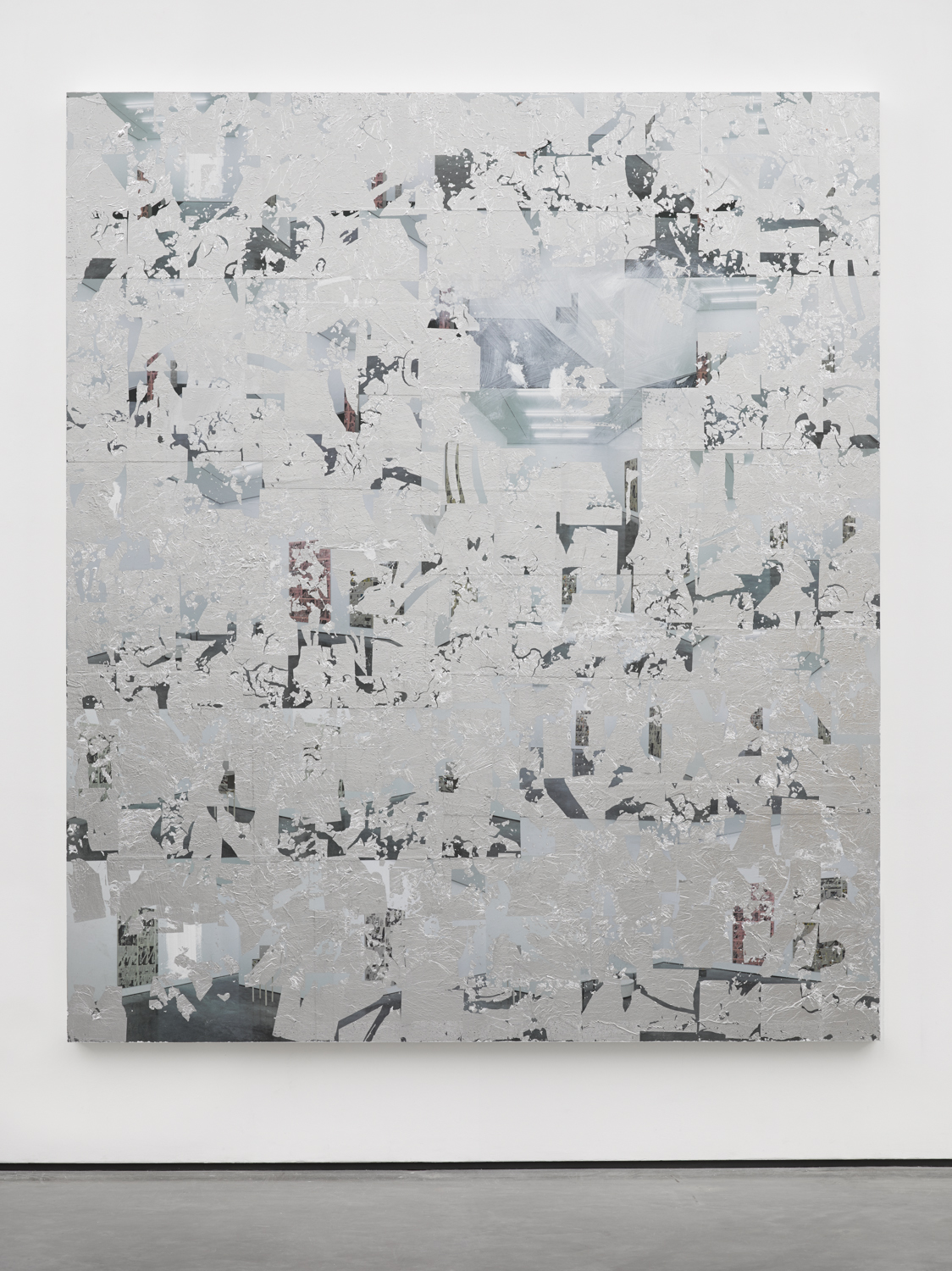Thank You Nikolas Gambaroff , 2014 Posters, paint and aluminium leaf on wood panel 84 x 72 inches