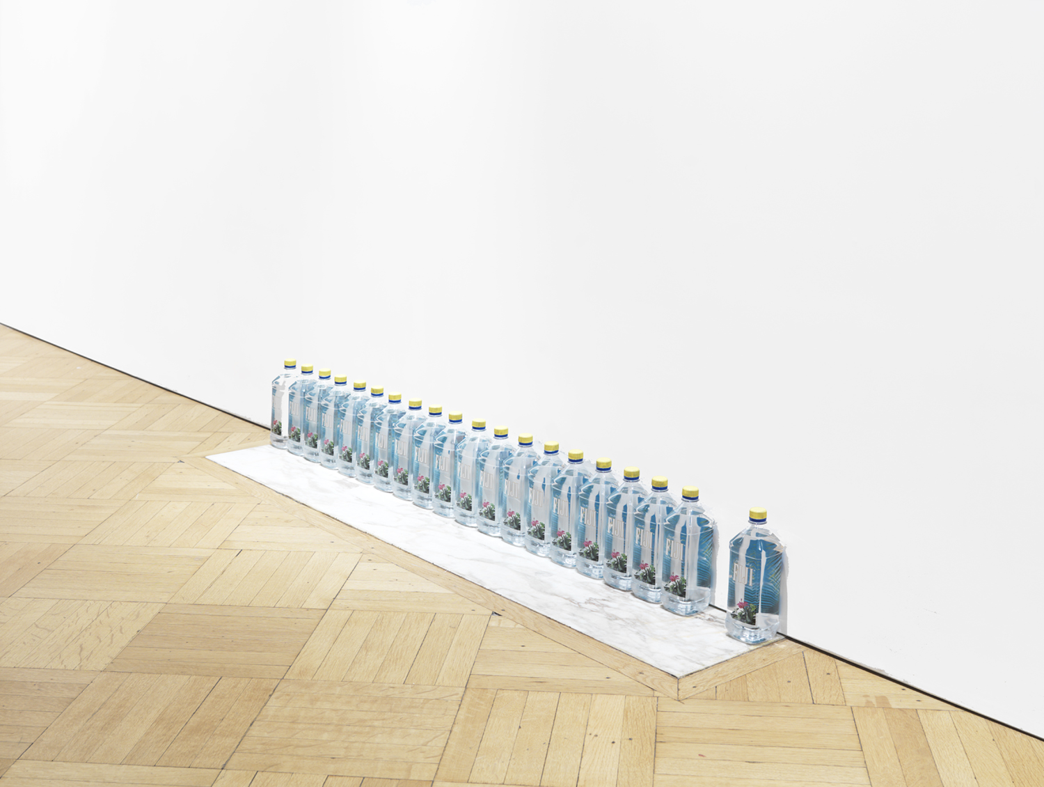 1, 11 , 2014 Fiji water bottles and paint Dimensions variable