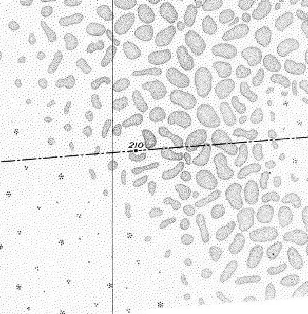Detail of map showing Monument 210 between Araz Junction and Holtville, California, 1891-6. From The International Boundary Commission, Report of the International Boundary Commission, United States and Mexico, 1891-6.
