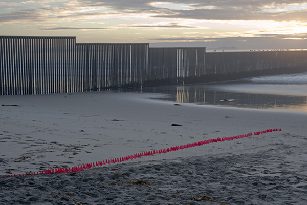 "USA-USA-USA #5," Scott Polach, site specific installation with PVC landscaping flags, 2012. | Photo by Scott Polach