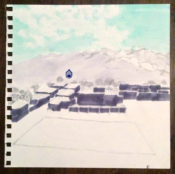View from a ridge in DICE-T with platoon leader’s location | Drawing by Jena Lee
