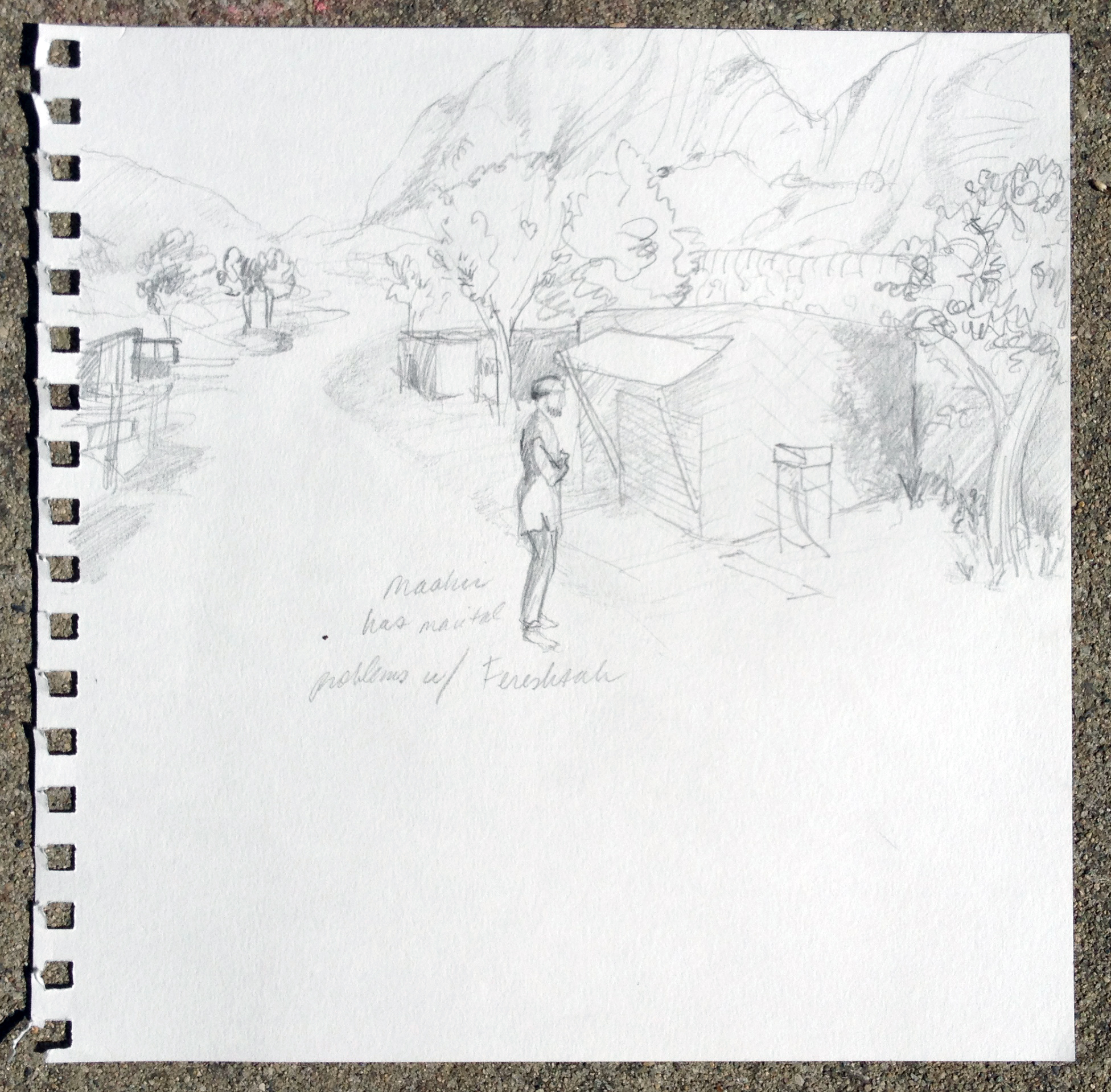 Engaging DICE-T characters, “Maahir has marital problems with Fereshtah” | Drawing by Jena Lee
