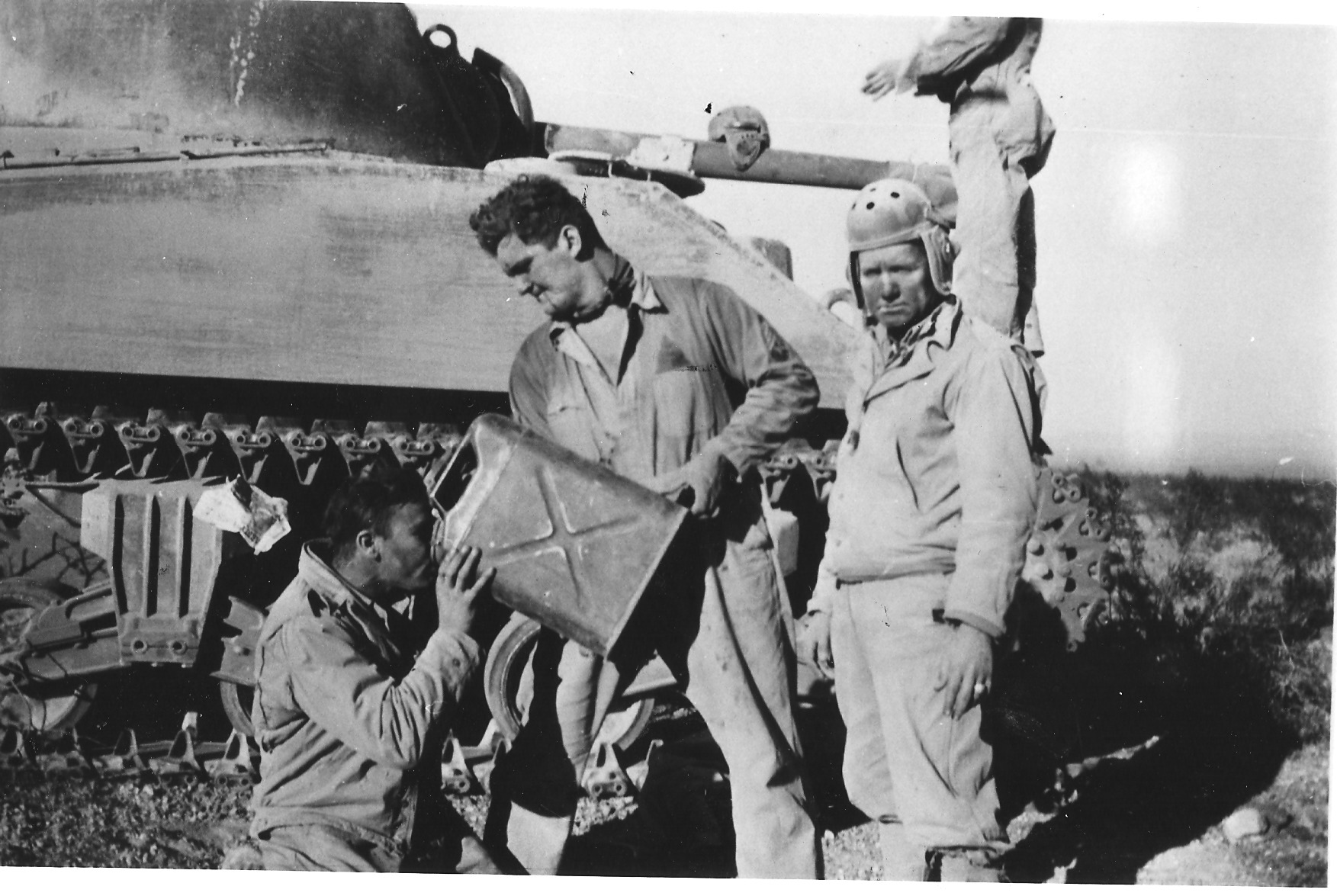Members of the 68th Tank Battalion of the 6th Armored Division stop for a drink in 1943. Leadership believed (erroneously) that rationing could condition bodies to use less water, especially if battle limited water supplies. Men often had one gallon per day for all their needs, including drinking and bathing. Photography by Olan Hafley, courtesy of the General Patton Memorial Museum. 
