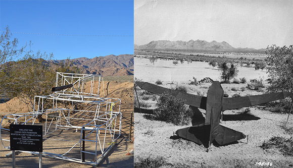 Though troops at the DTC often practiced with real tanks, simulated tanks like these were occasionally used during training. This skeleton would be mounted on a jeep and covered with fabric to reproduce the tank effect during maneuvers. Today the General Patton Memorial Museum houses this reproduction. Photograph by Scott Seekatz.