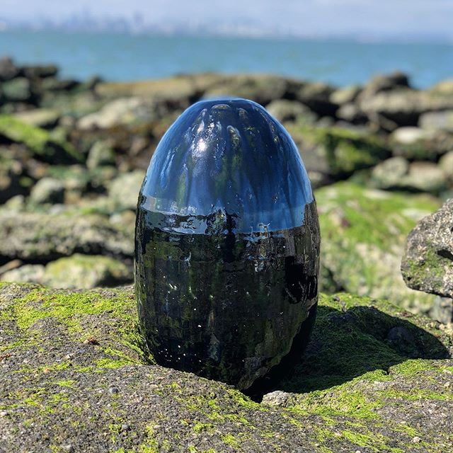 Happy Memorial Day. The green accent in the glaze nicely matches the algae and kelp. This one is called: Rail.beam.gazed. She has one of the best views in the bay.

#ceramics #pottery #albanybulb #berkeley #eggs #industrial #finderskeepers #memoriald