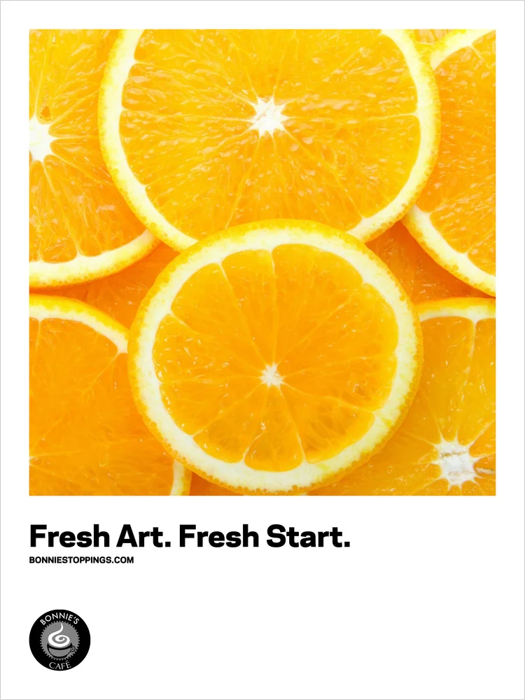 BONNIE'S TOPPINGS PROJECT: A new frozen yogurt and soft ice cream chain at the New Jersey shore wanted posters to decorate all the shops, that could be used as print ads as well. One location also had a cafe for coffee and fresh orange juice and fr