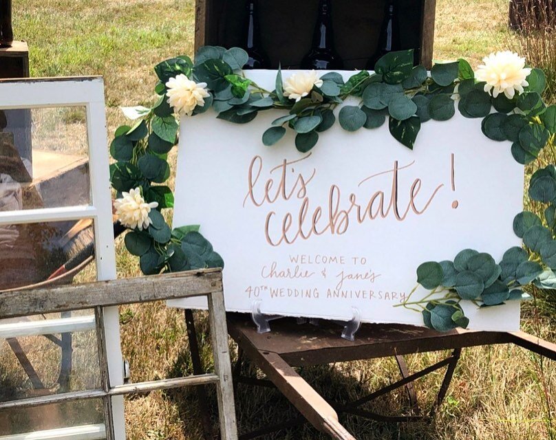 Always up for creating custom signage, especially when it&rsquo;s for a gorgeous backyard anniversary party 😍 If you have any events coming up in 2024, reach out with any lettering needs! ✨

#ctwedding #weddingcalligraphy #weddingsignage #customcall