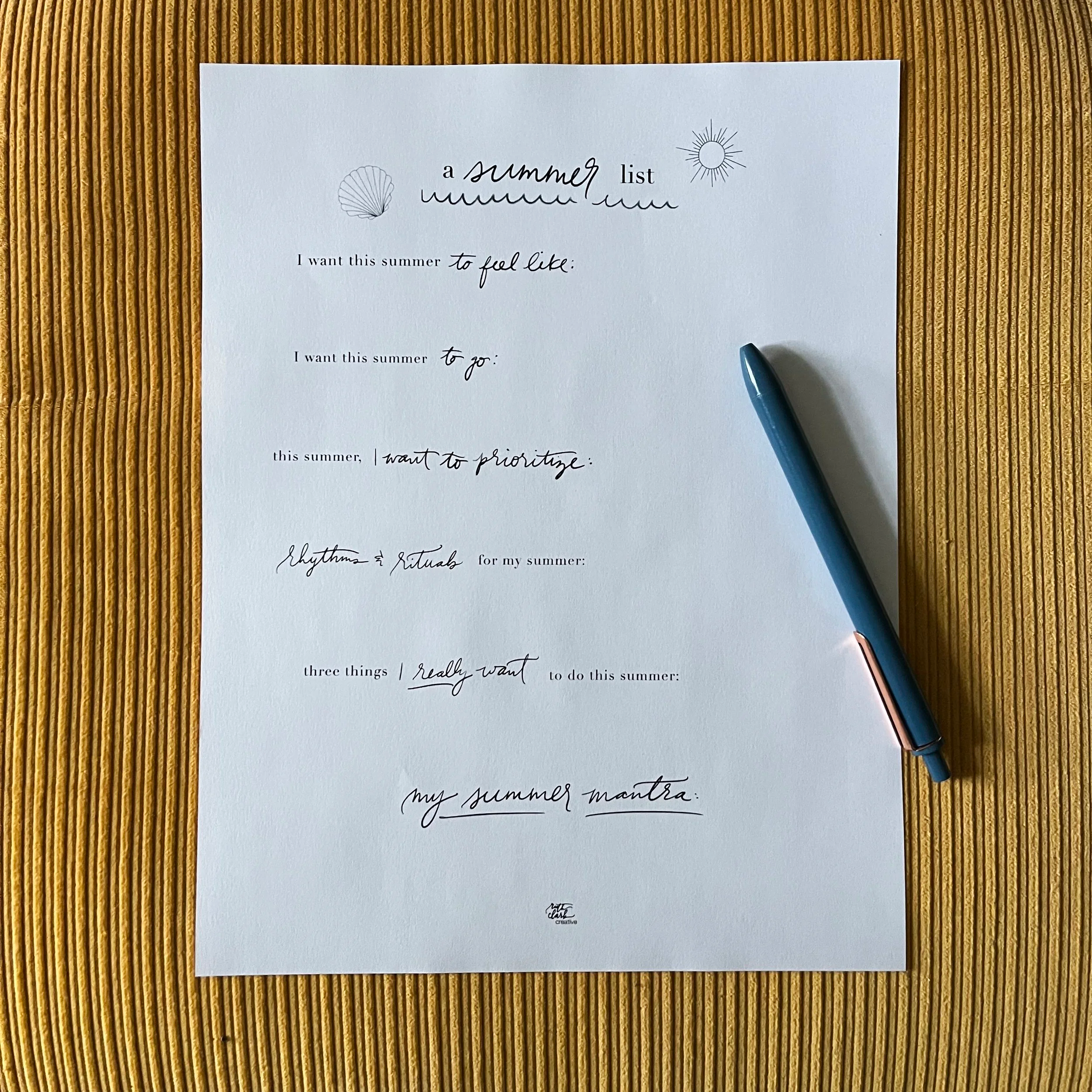 free summer list printable