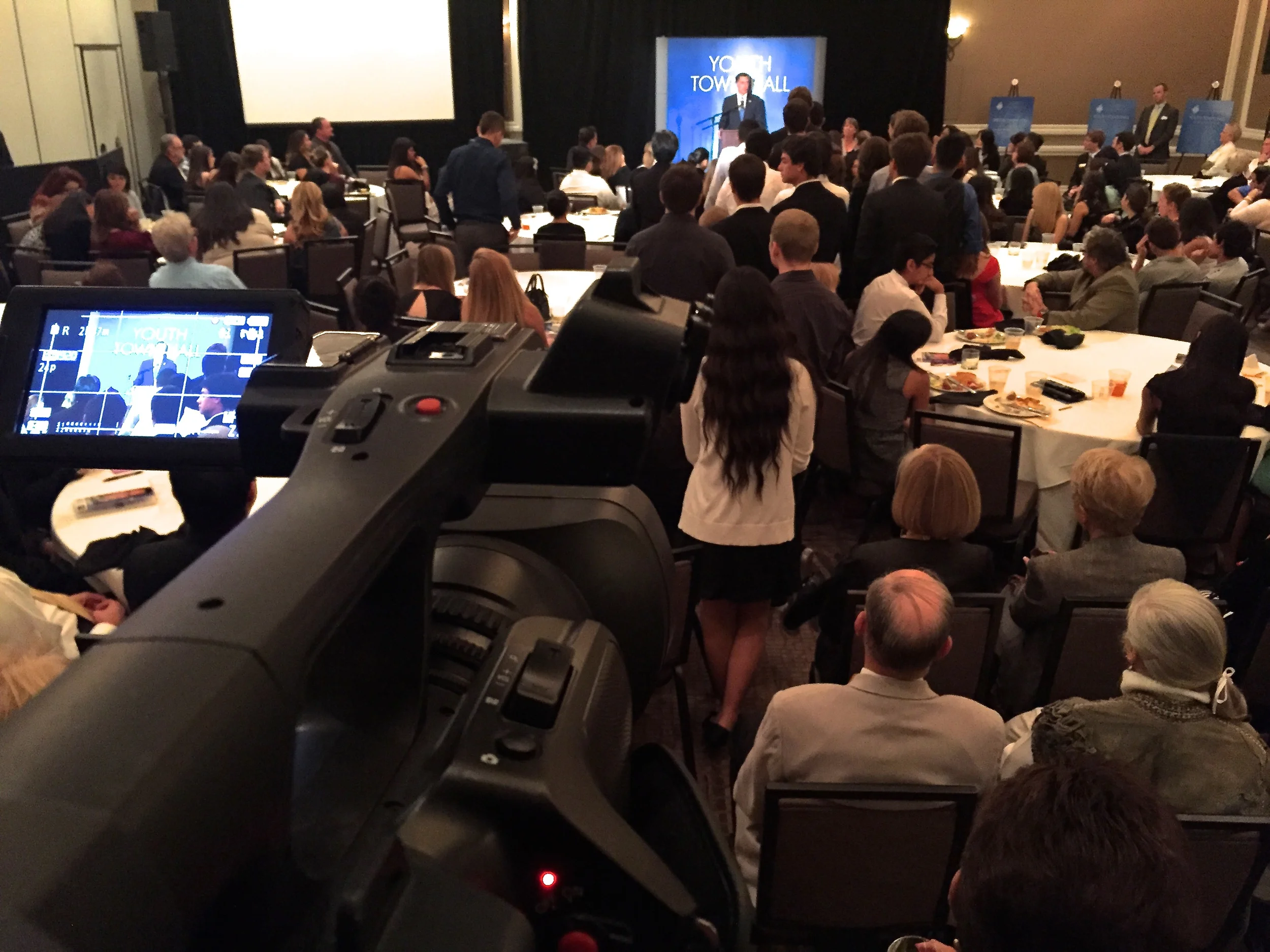 DATA students film Mitt Romney's Youth Town Hall event. 