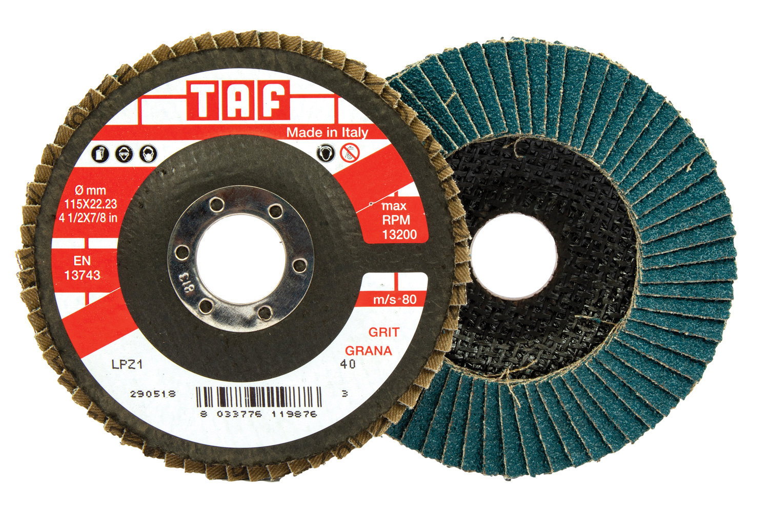 40 Grit AES Industries 7722-40 2 Blue Zirconia Rolok Flap Discs Extra Coarse 12 Pack 