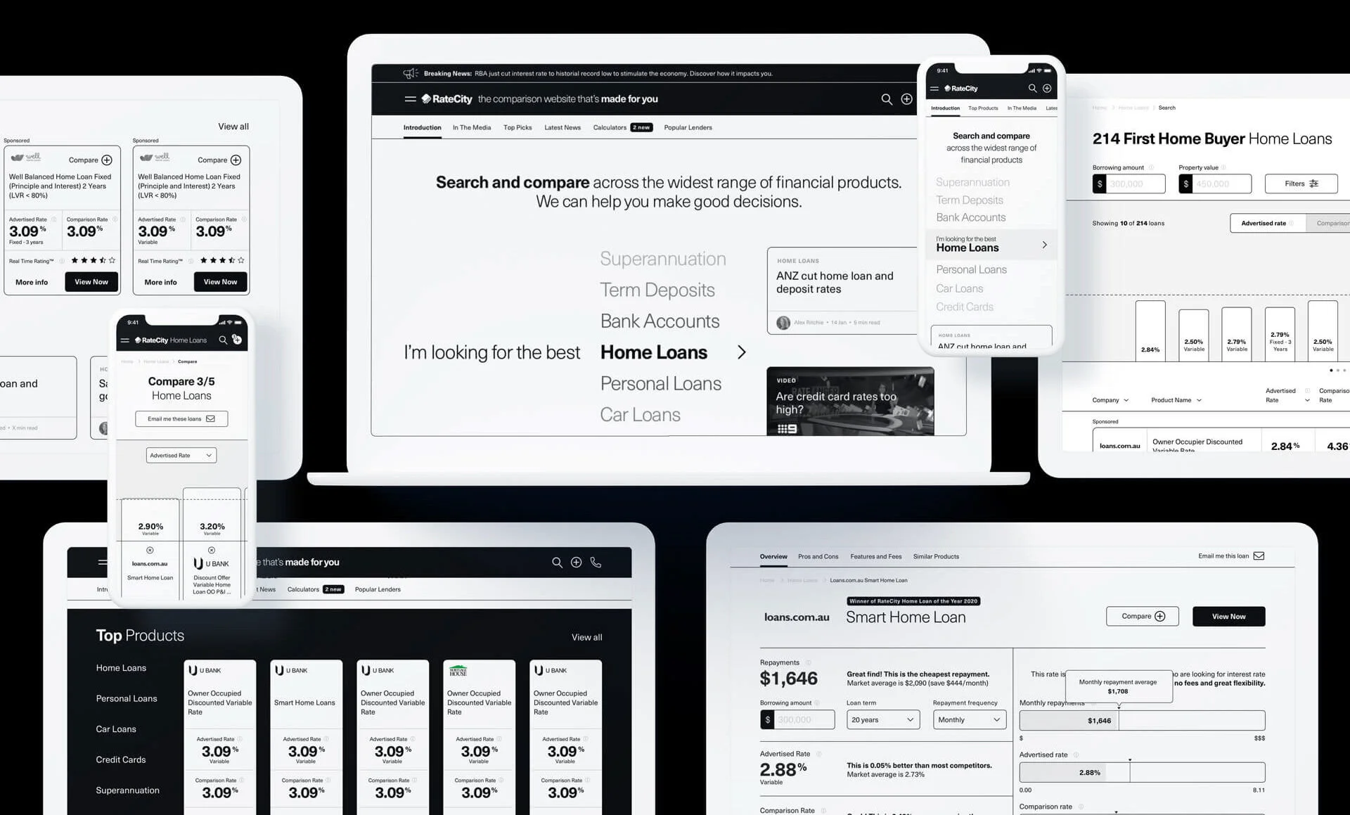   The Problem   RateCity is one of the original financial products comparison website. However, over the years, the platform has become increasingly complex. On top of this, the mobile experience was also sub-optimal.    The Solutions   • Complete UX